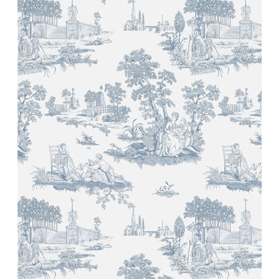 Papier peint à peler et coller Toile bleue rétro auto-adhésive, papier de contact français, vinyle imperméable pour chambre à coucher, salle de bain, salon, chambre de bébé 17,3 po x 78,7 po
