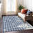 Machine Washable Indoor/Outdoor Christmas Reindeer Xhevrie Blue Rug-452869347