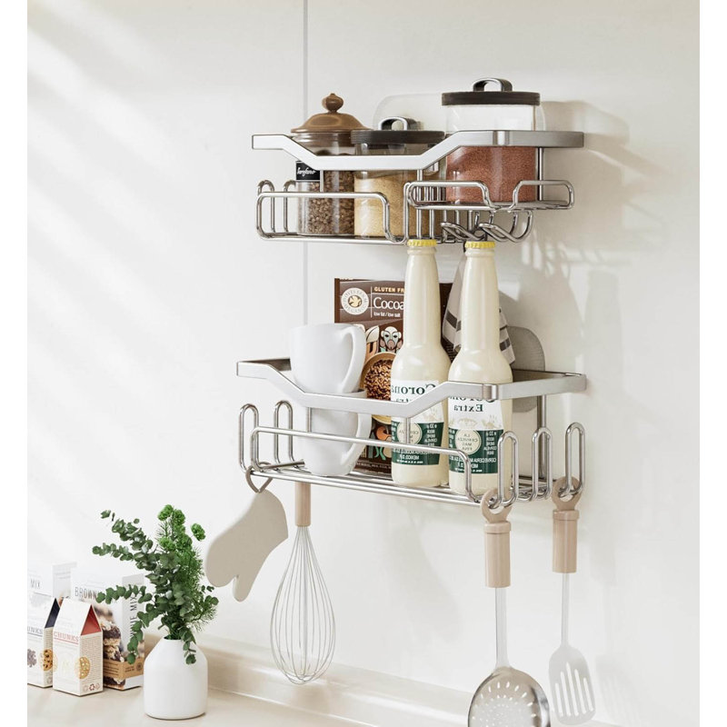 Wall Mounted Required Shower Caddy, Silver