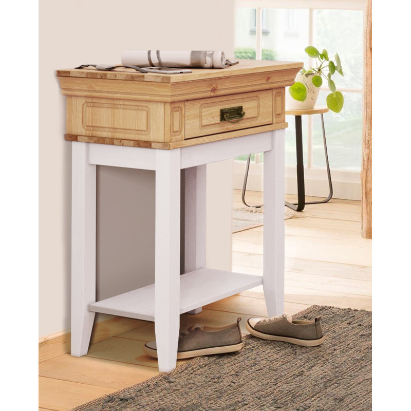 Lewistown 58cm Solid Wood Console Table, Brown, White