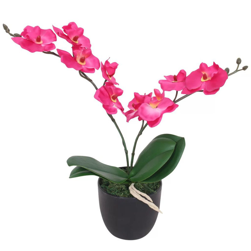 Orchidée artificielle avec pot, rouge
