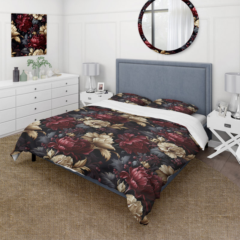 Literie Renaissance Revival Victorian, Housse de couette simple + 1 taie décorative stan