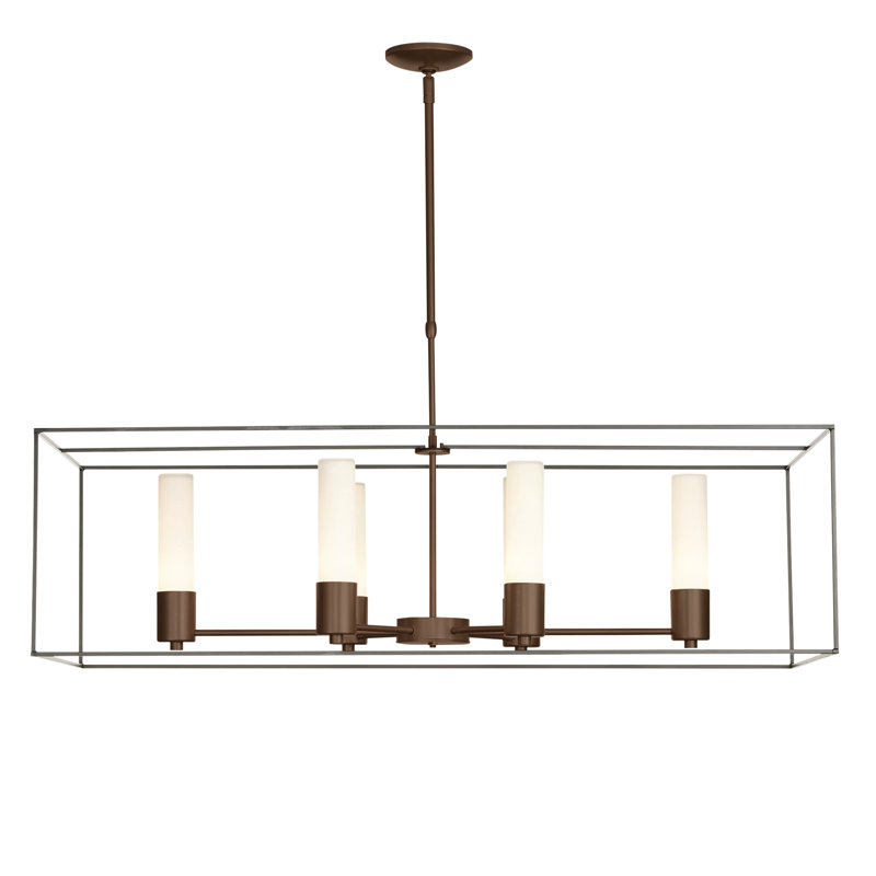 Portico 6 - Light Kitchen Island Linear Pendant, Opal, Bronze, Soft Gold