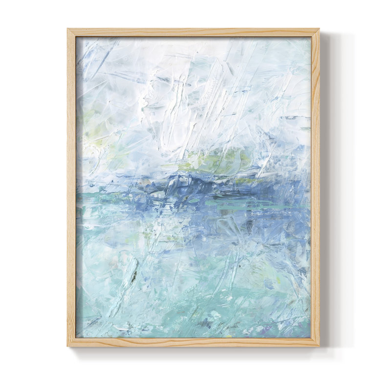 «Misty Mountain Lake II», reproduction encadrée - bois massif, H 11 po x l 9 po, Naturel