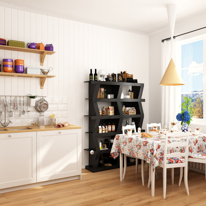 51.2 Inches Wide 6-Layer Wooden Kitchen Rack Multi-Function Storage Rack