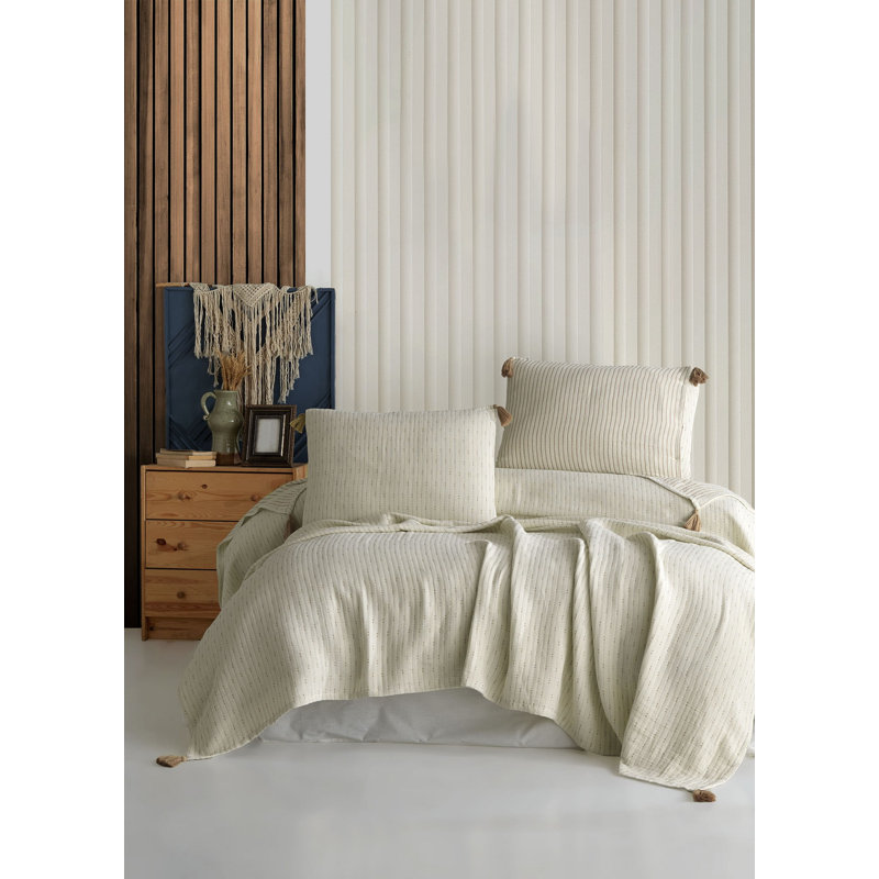Luxurious Double Pique Set, 100% Cotton, Mink Color | Includes 2 Pillowcases (19.7 x 27.6 inches) | Jacquard Design, 8.8 oz/sq yd | Machine Washable at 86°F, Soft & Breathable, Perfect for Cozy Bedrooms