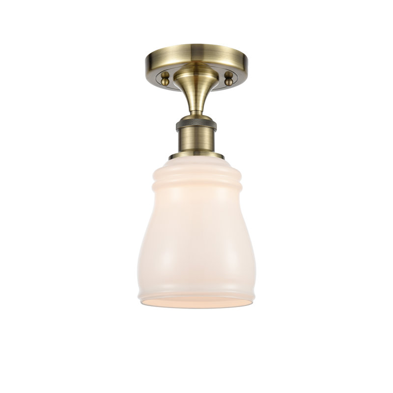 Heide Glass Semi Flush Mount, White, No Bulb Included