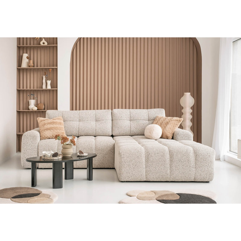 Sofa Bed, 94cm H x 268cm W x 184cm D, Right -sided, Light gray