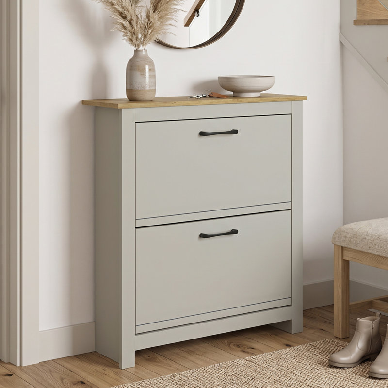 12 Pair Shoe Storage Cabinet, Light Grey