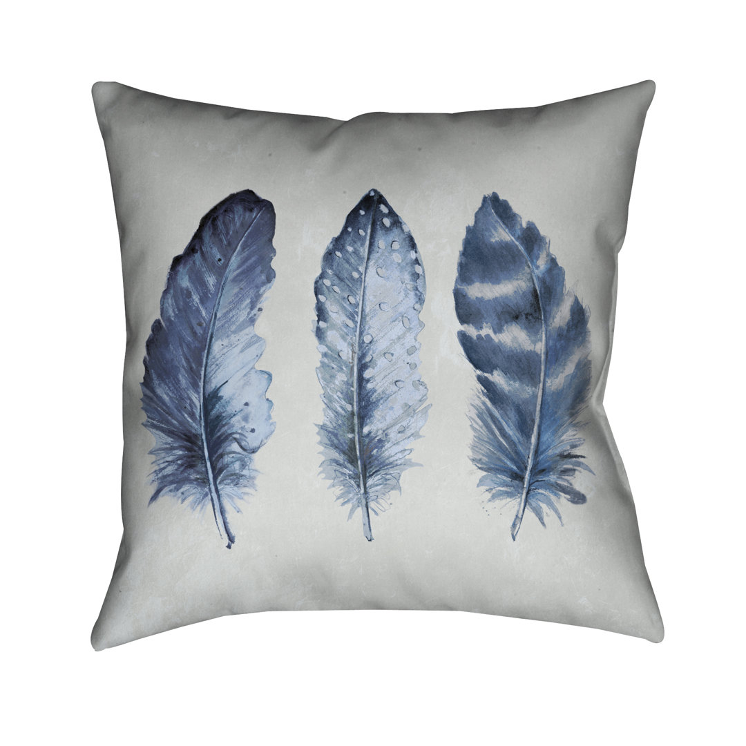  Indigo Feathers Throw Pillow Laural Home