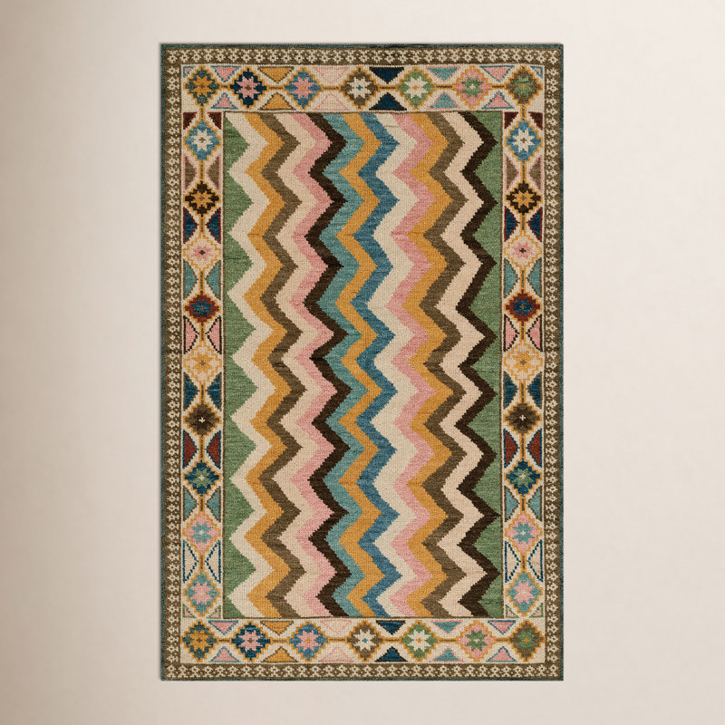 Deitrich Lakita Geometric Hand Knotted Wool Multi-Colored Area Rug 9' X 12', Rectangle 9' x 12'