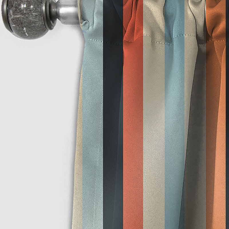 Retro Revival Striped Motif II - Rideau à rayures - Rideau occultant à rayures - 1 panneaux, L 52 po x L 63 po