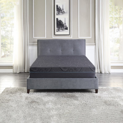 Matelas hybride en mousse viscoélastique imprégnée de gel 11 pouces, très grand californien, gris foncé, matelas dans une boîte