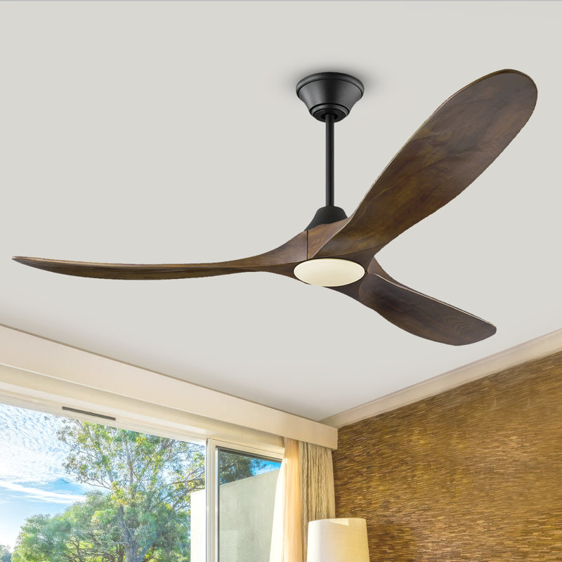 Ceiling Fan With Remote, 132cm Wide, Walnut