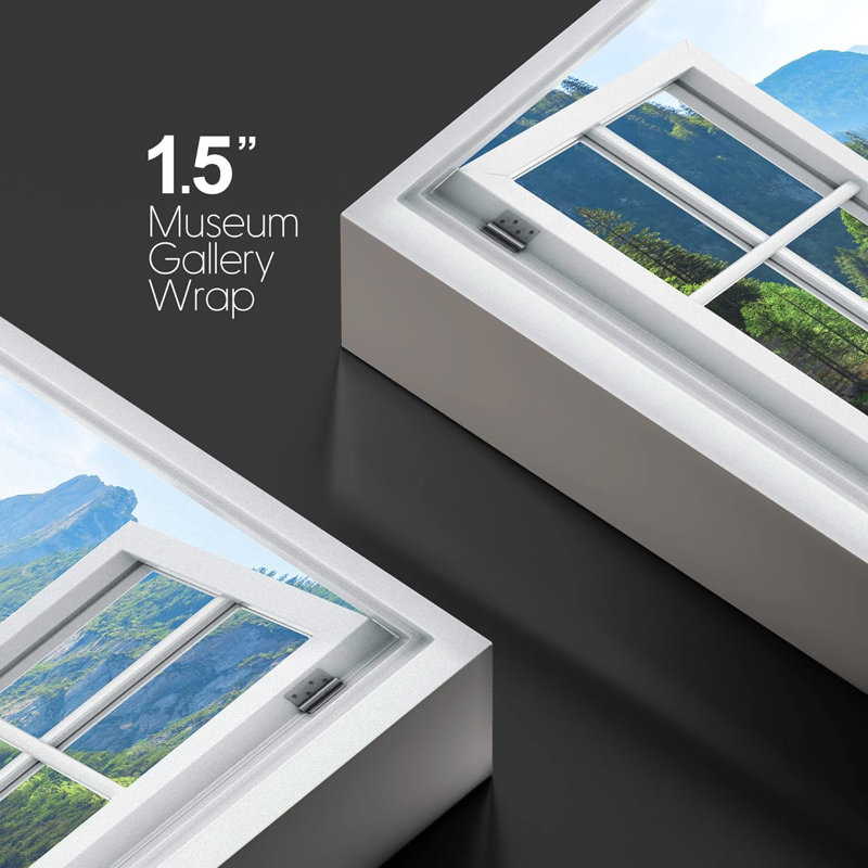 «Window View Mountain Range Forest Lake Reflection Nature Images Scenic Landscape» sur toile, H 24 po x l 36 po