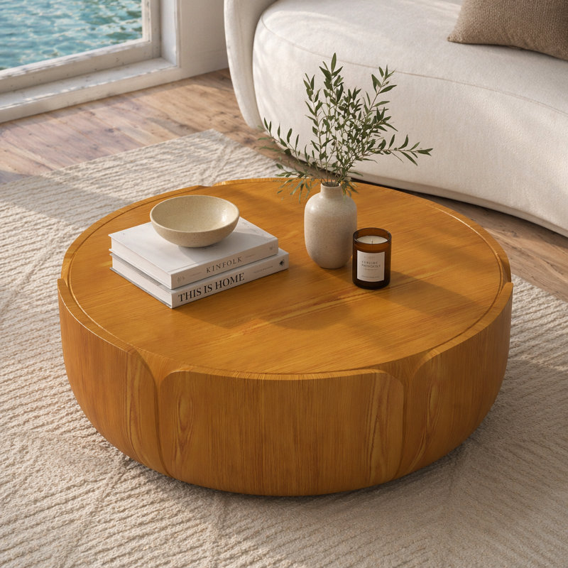 Table basse d'intérieur d'extérieur 35,63 "en oxyde de magnésium, Natural