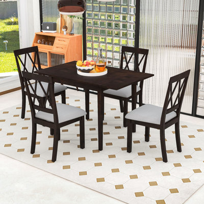 Ensemble de 5 tables de salle à manger pliables avec abattants et 4 chaises rembourrées