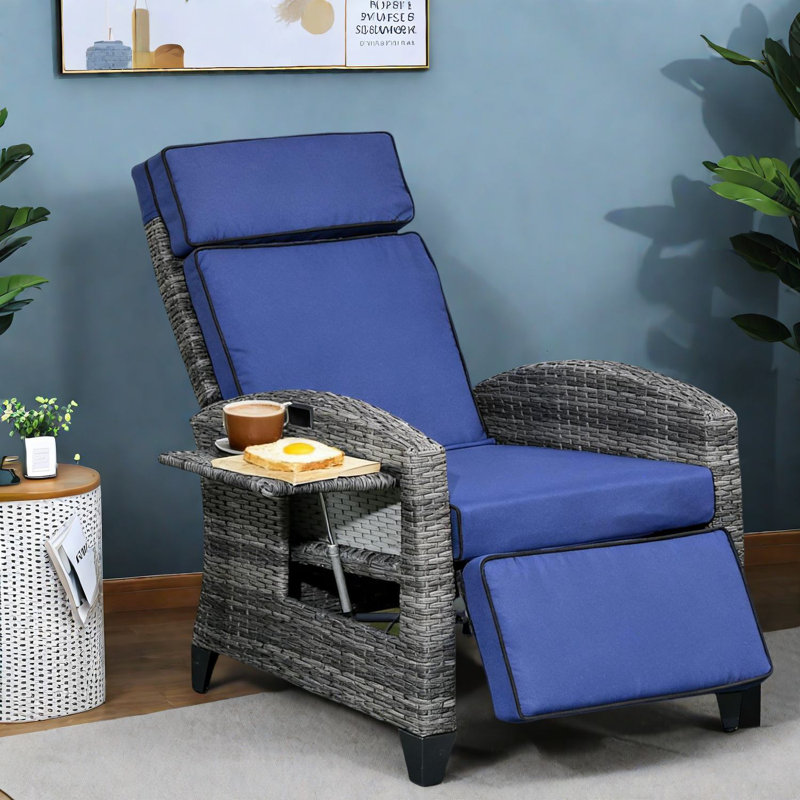 Fauteuils inclinables d'extérieur modernes, acier et osier, patio confortable