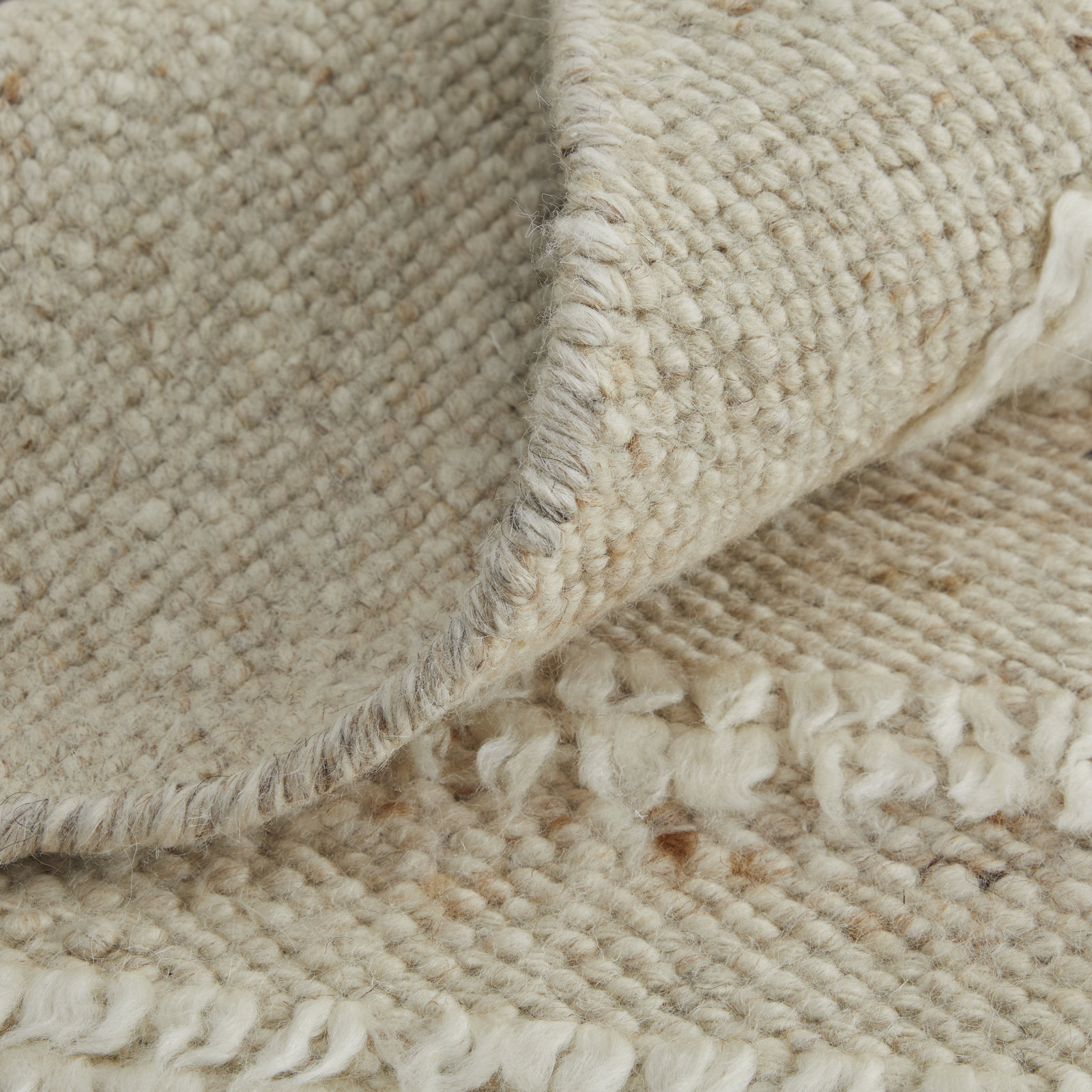 Jalaycia Beige White Hand-Woven Abstract Rug, Rectangle 3'6" x 5'6"
