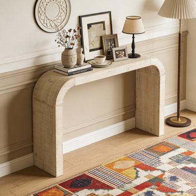 52" Wood Console Table with Curved Edge