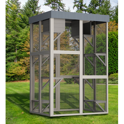 Haut enclos extérieur en bois pour chat, grand parc pour chat en bois massif