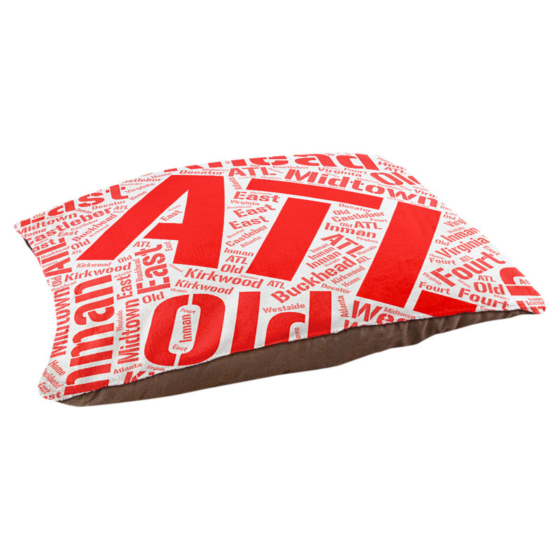 Coussin de chien « districts », Rouge, Grand (l 40 po x P 30 po x H 14 po), Atlanta