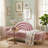 Rainbow-Inspired Linen Upholstered Chaise Lounge with Curved Backrest-1076173662