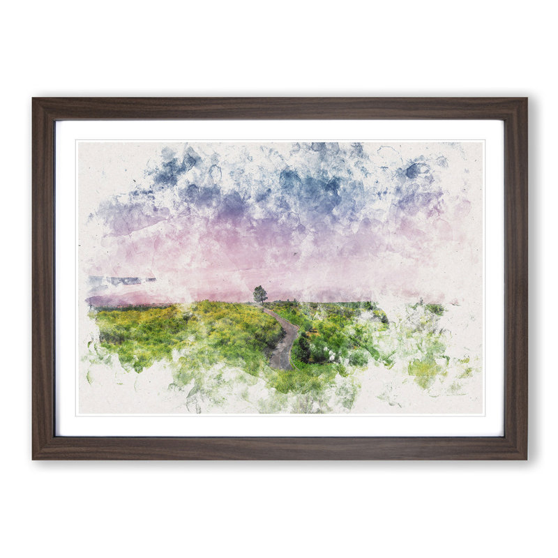 Driving Through Tenerife - Picture Frame Painting, Walnut Framed, 36cm H x 48cm W x 2cm D