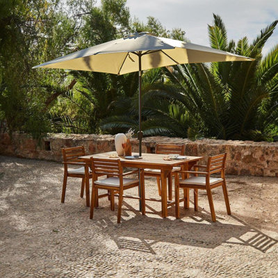 Sirmans 4 - Person Solid Wood Patio Dining Set Extendable Rectangular Table