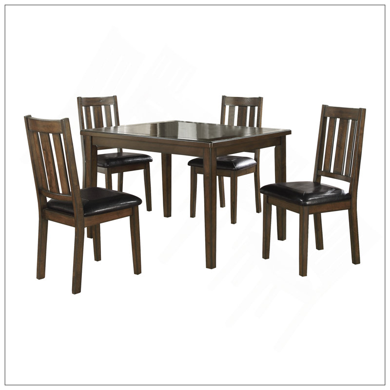 Ensemble de table de salle à manger à finition cerise foncée 5 pièces avec 4 chaises