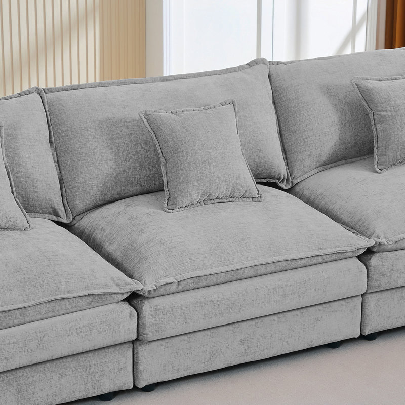 Canapé modulaire modulaire, canapé 3 places avec repose-pieds mobile, Gris