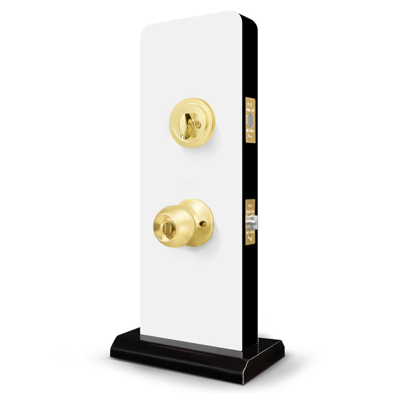 Polished Brass Single Cylinder Deadbolt Entry Knob Set