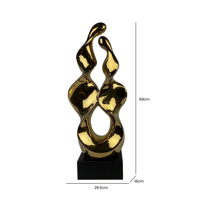 Figurine Textured Sculpture Home Decor, Ceramic Sculpture Decoration for the Living Room, Gold