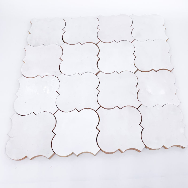 Carreau de mosaïque murale 14 po x 14 po Joya Zellige, Blanc