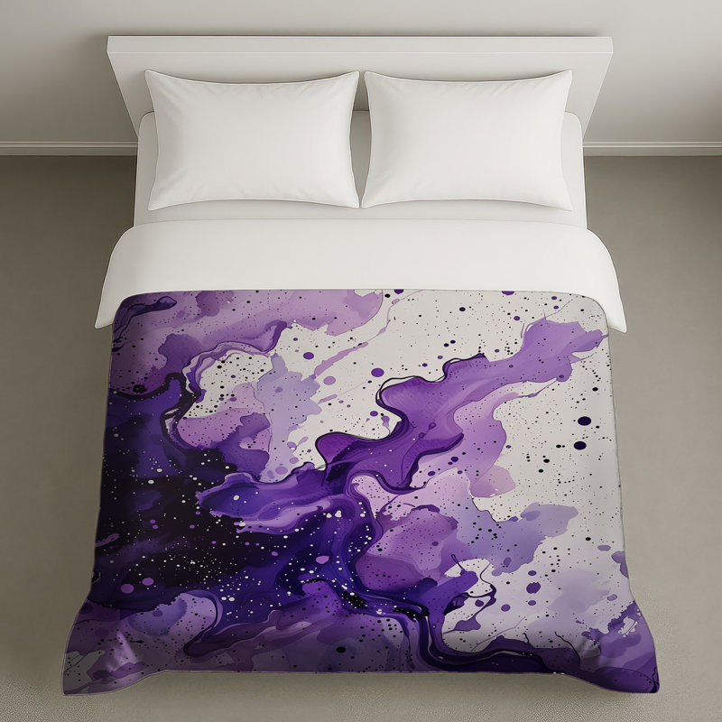 Housse de couette abstraite mauve Splash Bedding, Grand lit