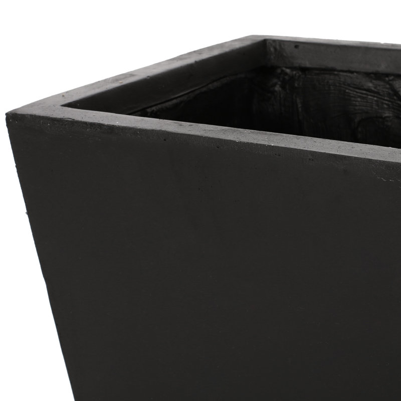 Tapered Outdoor Plant Basin - 12.82L X 12.82W 28.5H Black Magnesium Oxide, Lightweight Concrete No Assembly Needed Planter With Design For Plants Oxide Required