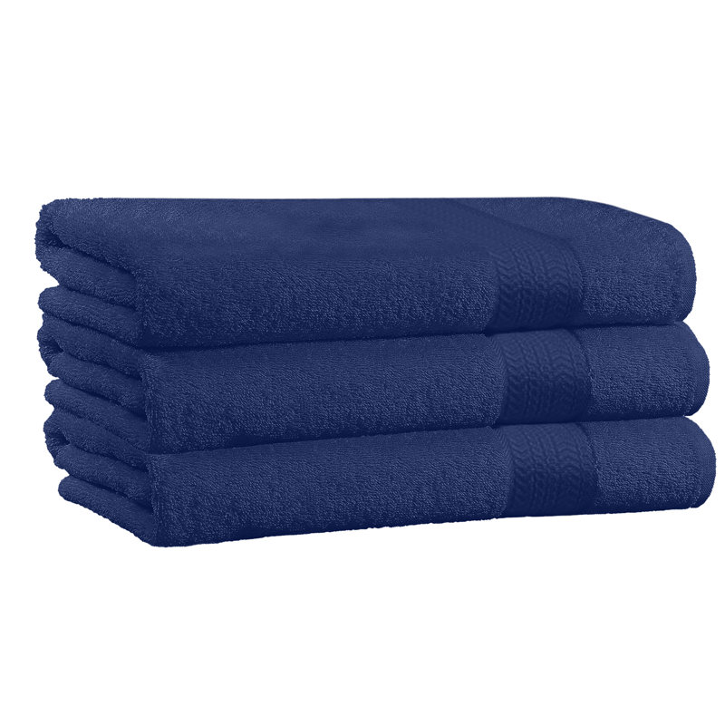  Ensemble de 3 serviettes de bain 100% coton, Bleu marine