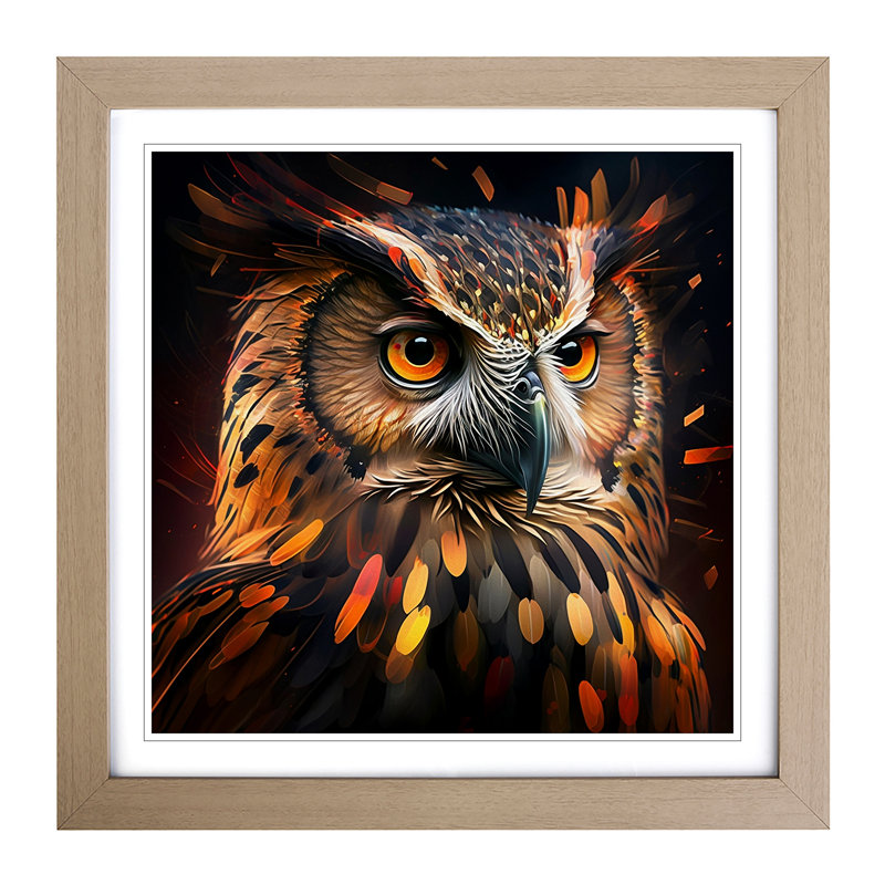 Owl - Framed Print, Oak