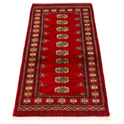 One-of-a-kind Hand-knotted Peshawar Bokhara Red 2'8" x 6'8" Wool Rug