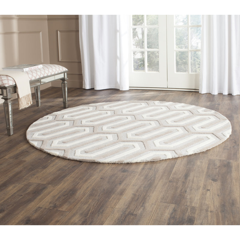 Tapis en laine touffeté à la main Ellicott, Rond 6 pi