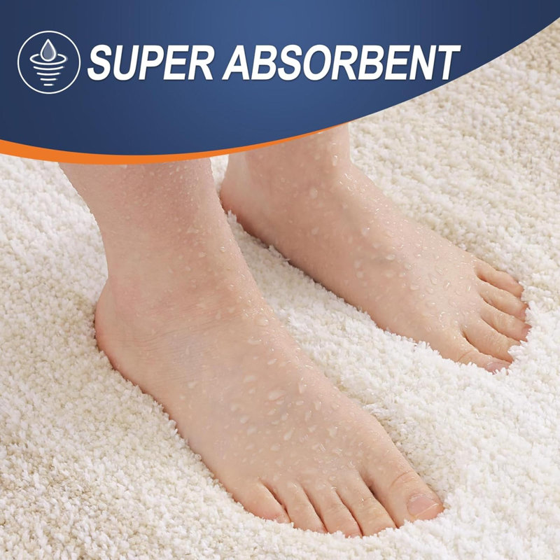 Wynnewood Microfiber / Microsuede Non-Slip Bath Rug, Light Beige