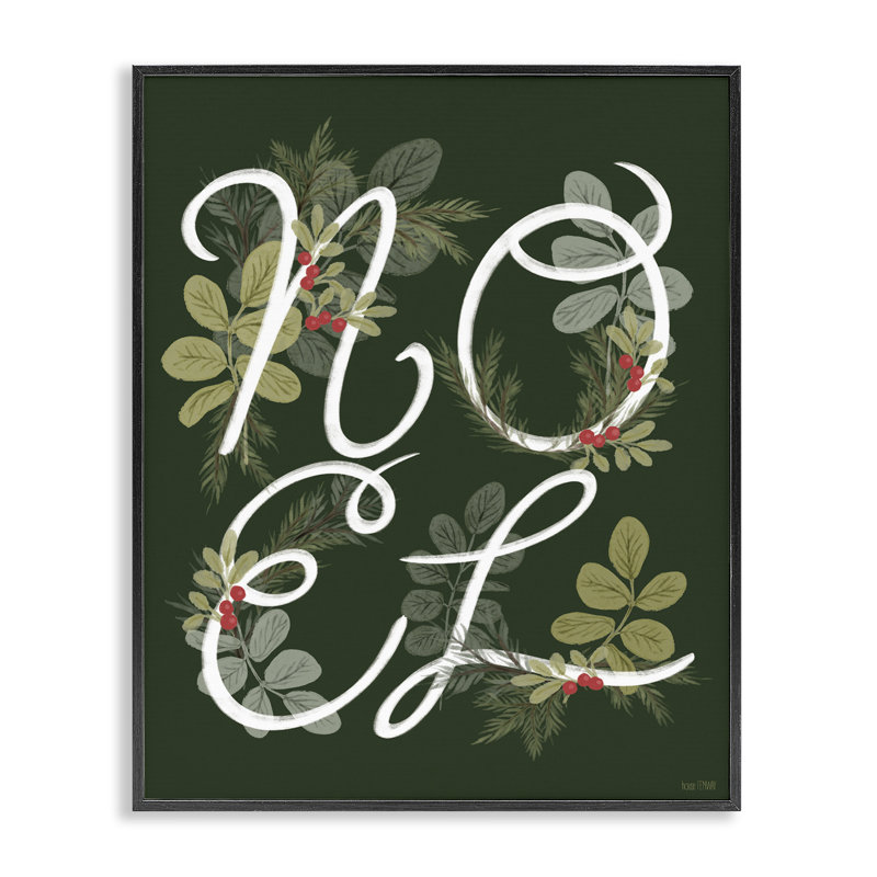 «Noel with Modern Botanicals», estampe numérique de House Fenway, H 14 po x l 11 po, Giclée encadrée noir minuit