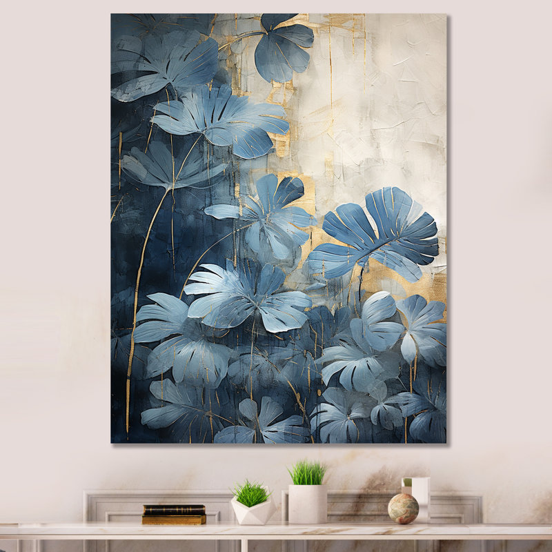 «White and Blue Tropical Expression», reproduction sur toile, Toile tendue, H 40 po x l 30 po x P 1,5 po