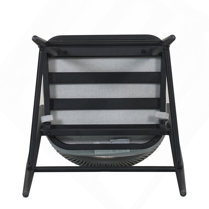 Ensemble de 2 tabourets de comptoir avec cadre en métal et rotin en PE pour l'extérieur, Gris, Noir