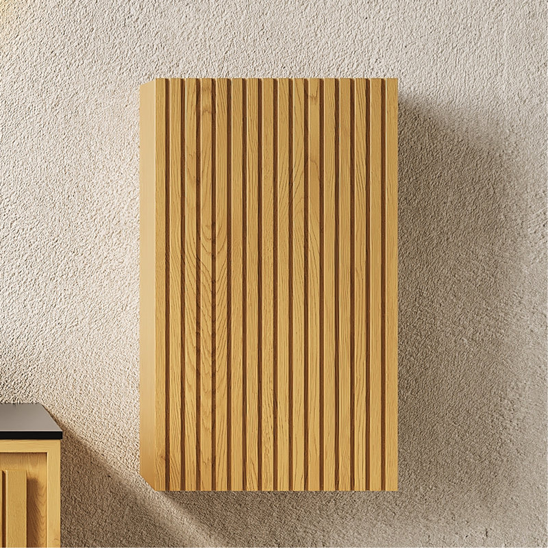 Armoire murale de salle de bain 23 po - Rangement étroit avec porte, couleur chêne, installation robuste et simple de 23,68 po de hauteur, construction, installation