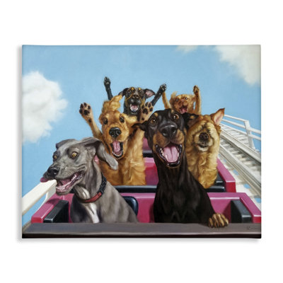 Dogs Riding Roller Coaster Funny Amusement Park