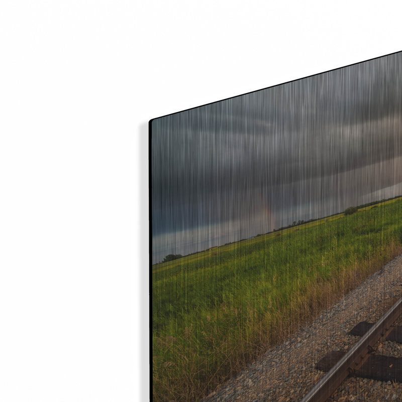 «Train Track Sunset 1» par Joe Reimer, art mural en métal, H 16 po x l 24 po