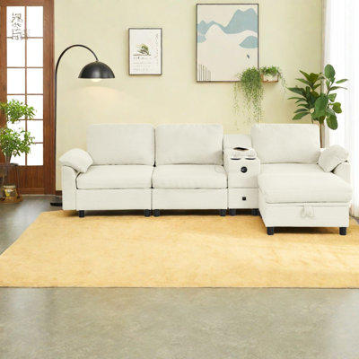 Canapé modulaire avec rangement, canapé moderne beige
