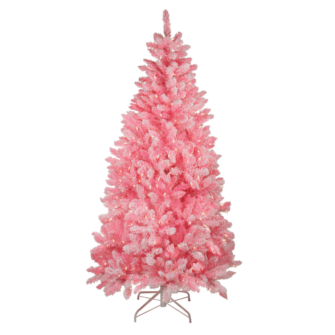 Pre-Lit Medium Flocked Artificial Christmas Tree - Clear Lights Northlight Seasonal