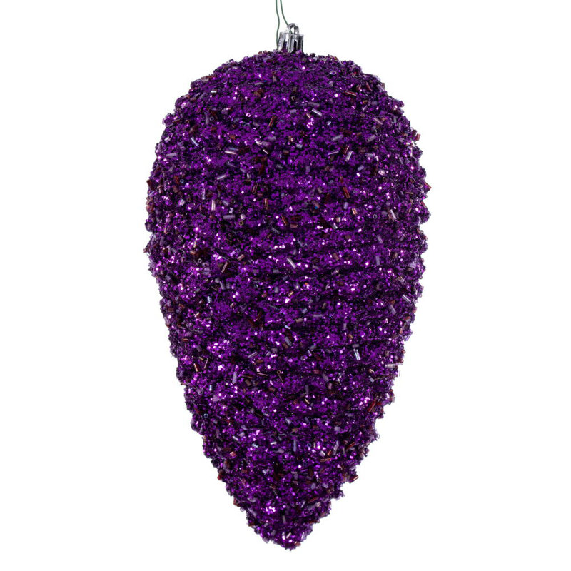 The Holiday Aisle® 10" Glitter Pinecone., Plum